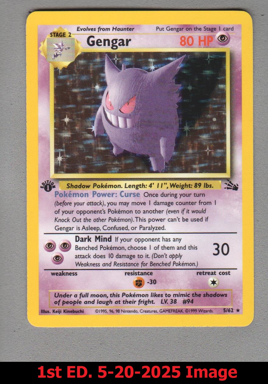 Gengar - 5/62 - Holo Rare - 1st Edition